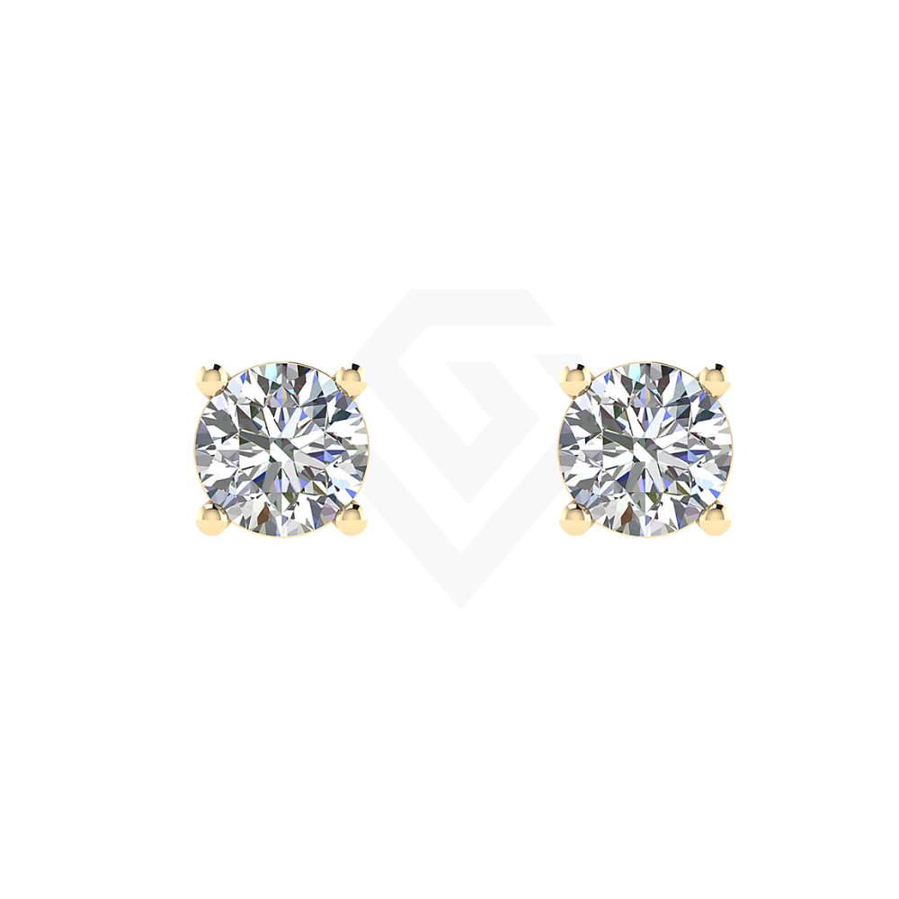 1ct Round Brilliant Lab Diamond Stud Earrings in 9ct Yellow Gold