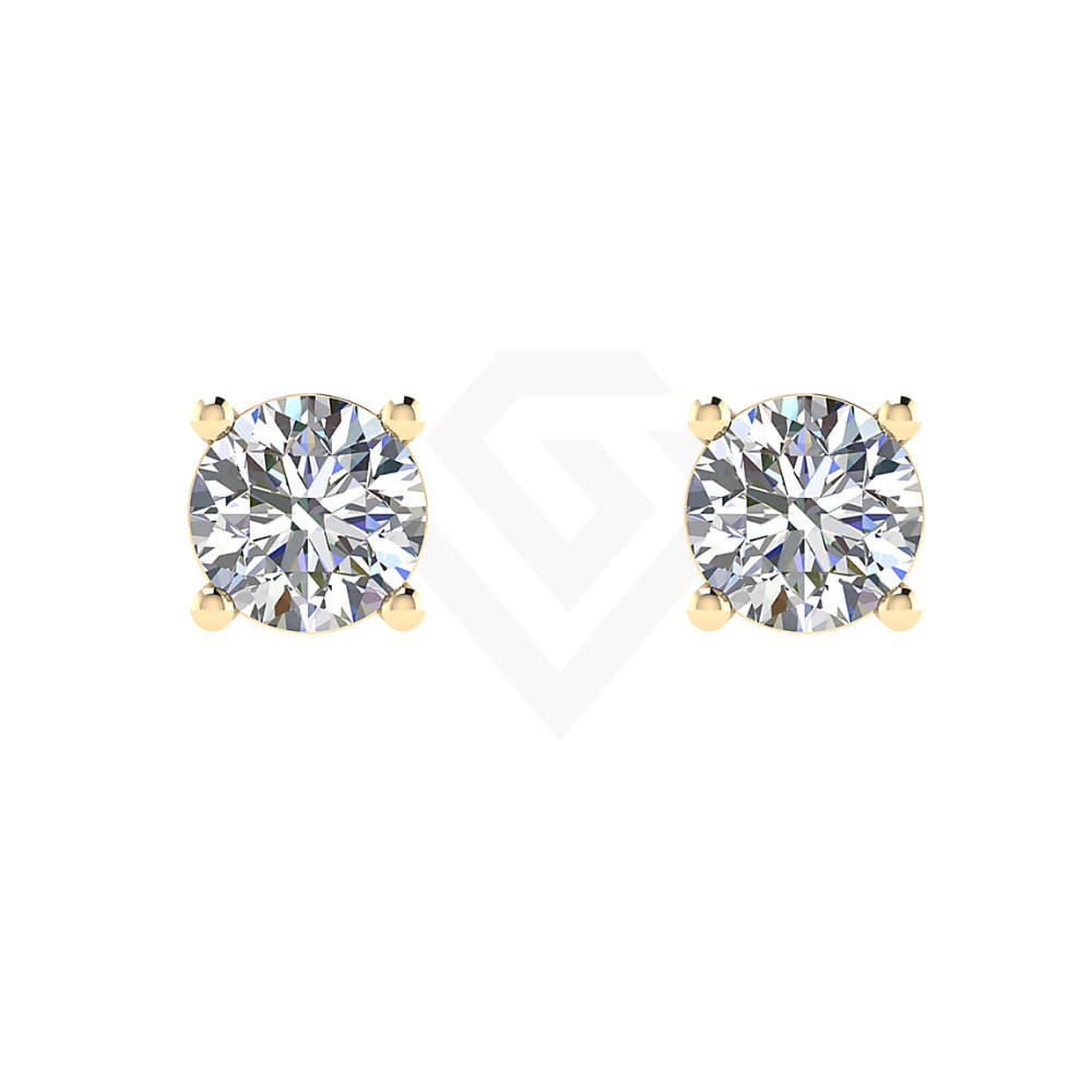 2ct Round Brilliant Lab Diamond Stud Earrings in 9ct Yellow Gold