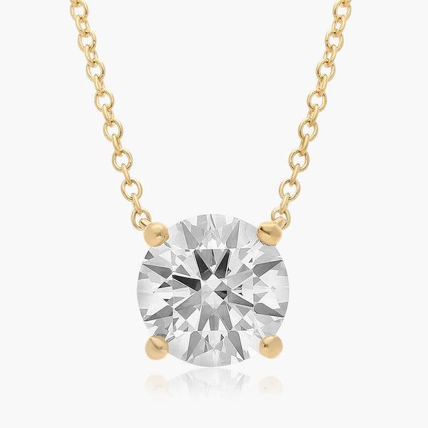 3ct Round Brilliant Lab Diamond Solitaire Pendant in 9ct Yellow Gold