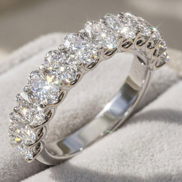 2ct Lab-Grown Diamond Half Eternity Ring – Oval Detail