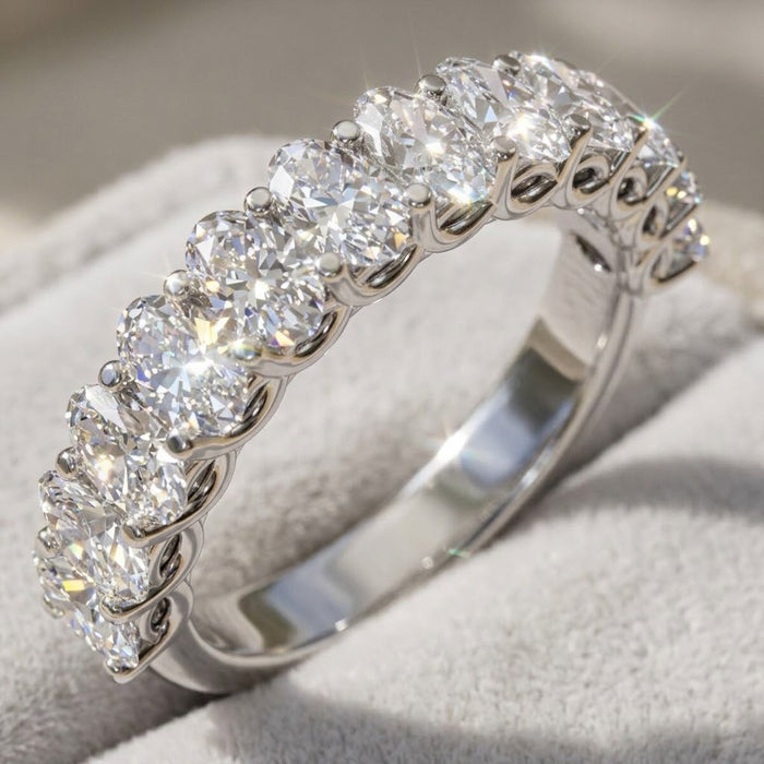 2ct Lab-Grown Diamond Half Eternity Ring – Oval Detail