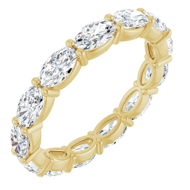 2.5ct Lab-Grown Oval Diamond Eternity Band –Elegant Claw Design in 9ct Yellow Gold