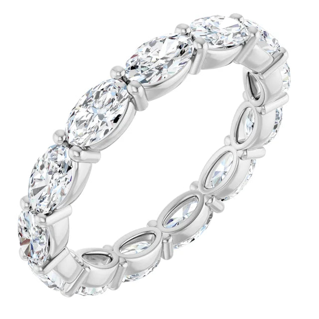 2.5ct Lab-Grown Oval Diamond Eternity Band –Elegant Claw Design in Platinum 950