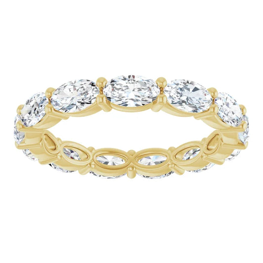 2.5ct Lab-Grown Oval Diamond Eternity Band –Elegant Claw Design in 9ct Yellow Gold