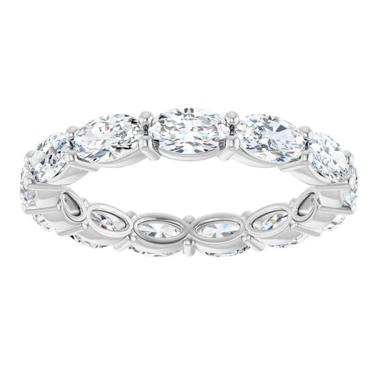 2.5ct Lab-Grown Oval Diamond Eternity Band –Elegant Claw Design in Platinum 950