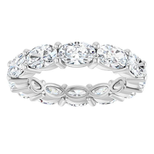 4ct Lab-Grown Oval Diamond Eternity Band –Elegant Claw Design in Platinum 950