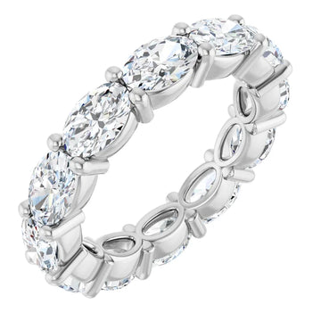 4ct Lab-Grown Oval Diamond Eternity Band –Elegant Claw Design in Platinum 950
