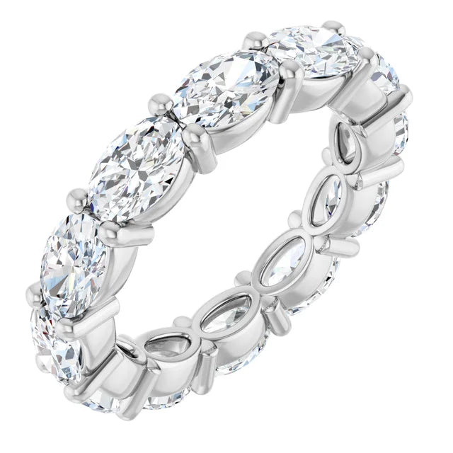 4ct Lab-Grown Oval Diamond Eternity Band –Elegant Claw Design in 9ct White Gold