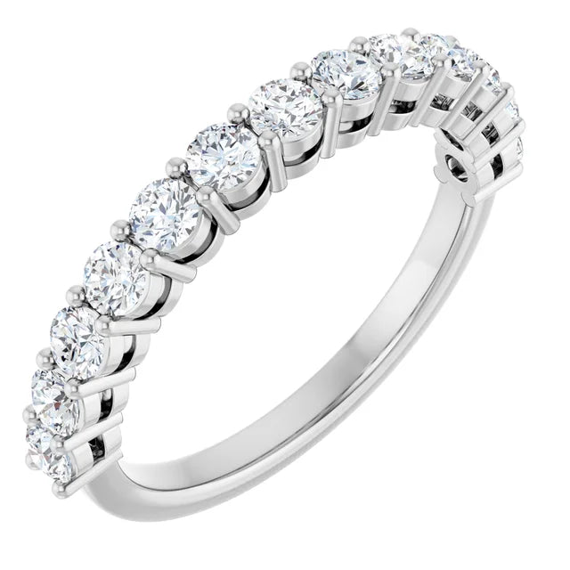 0.75ct Round Brilliant Natural Diamond Half Eternity Ring in 18ct White Gold