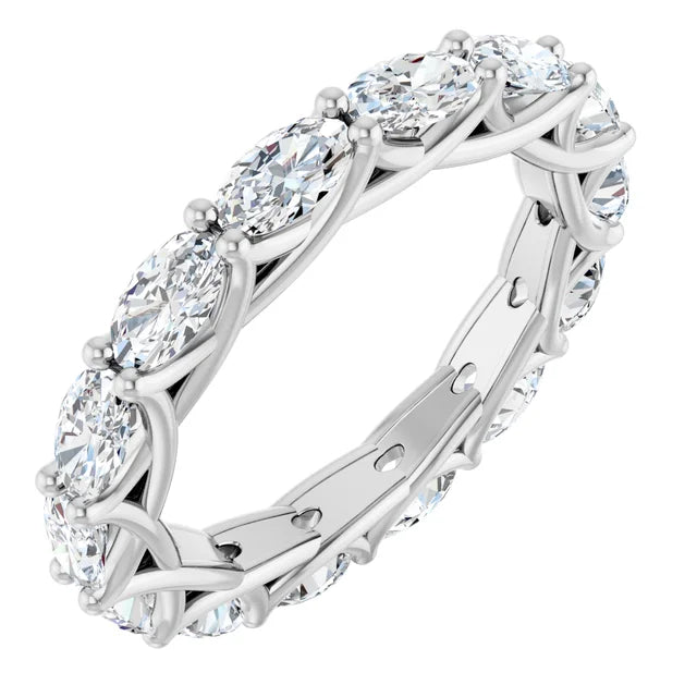 2ct Lab-Grown Oval Diamond Eternity Band – Interwoven Claw Design, In Platinum 950