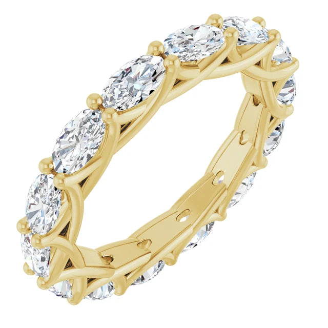 2ct Lab-Grown Oval Diamond Eternity Band – Interwoven Claw Design, 9ct Yellow Gold