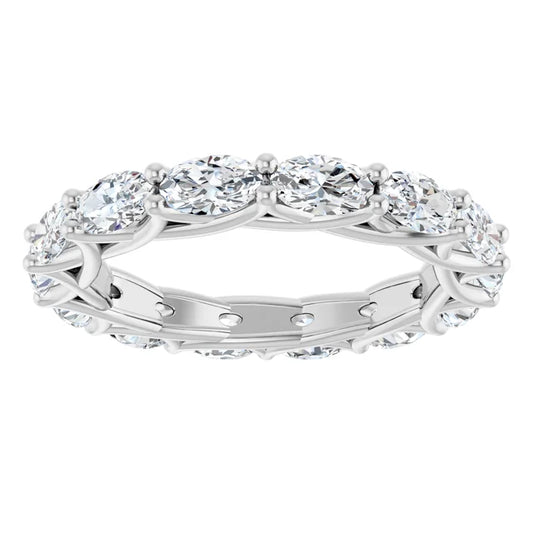 2ct Lab-Grown Oval Diamond Eternity Band – Interwoven Claw Design, In Platinum 950