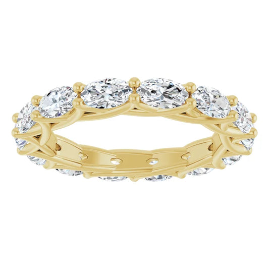 2ct Lab-Grown Oval Diamond Eternity Band – Interwoven Claw Design, 9ct Yellow Gold