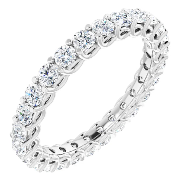 2Ct Lab Diamond Eternity Band –  Interlocking Design In 9ct White Gold