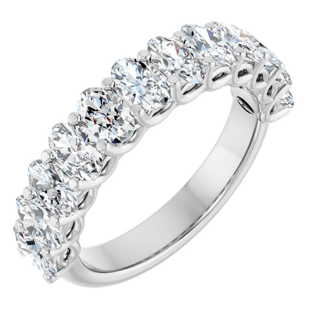 2ct Lab-Grown Diamond Half Eternity Ring – Oval Detail, Handcrafted in 9ct White Gold