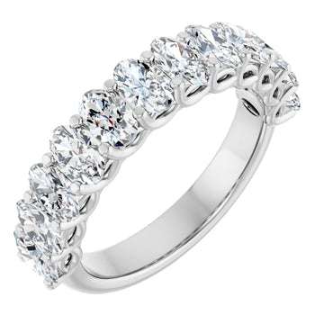 2ct Lab-Grown Diamond Half Eternity Ring – Oval Detail, Handcrafted in 9ct White Gold