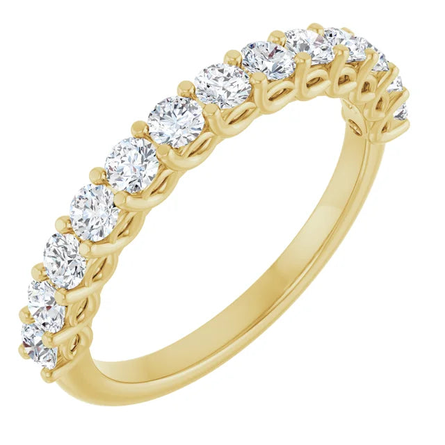 1ct Lab-Grown Diamond Half Eternity Ring – Round Detail, Handcrafted in 9ct Yellow Gold