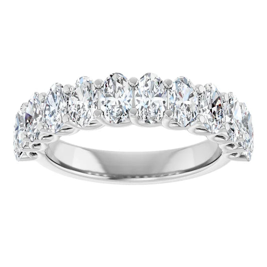 2ct Lab-Grown Diamond Half Eternity Ring – Oval Detail, Handcrafted in Platinum 950
