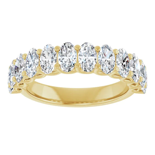 2ct Lab-Grown Diamond Half Eternity Ring – Oval Detail, Handcrafted in 9ct Yellow Gold