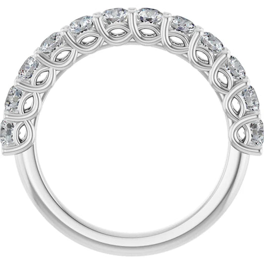 1.5ct Lab-Grown Diamond Half Eternity Ring – Round Detail, Handcrafted in Platinum 950