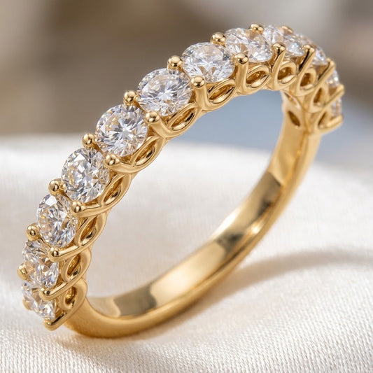 1.5ct Lab-Grown Diamond Half Eternity Ring – Round Detail
