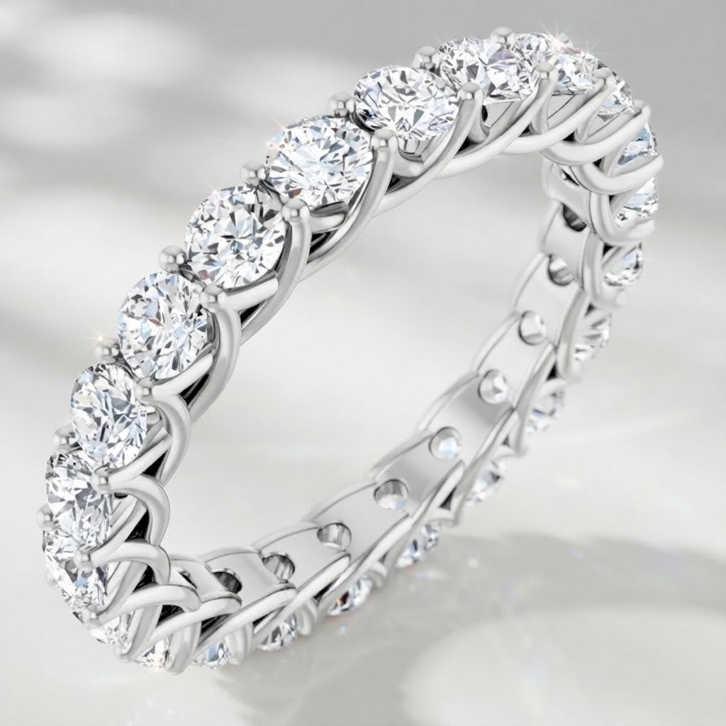 2ct Round Lab-Grown Diamond Full Eternity Ring – Crossover Design