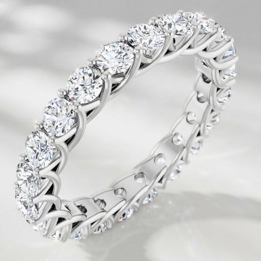 2ct Round Lab-Grown Diamond Full Eternity Ring – Crossover Design