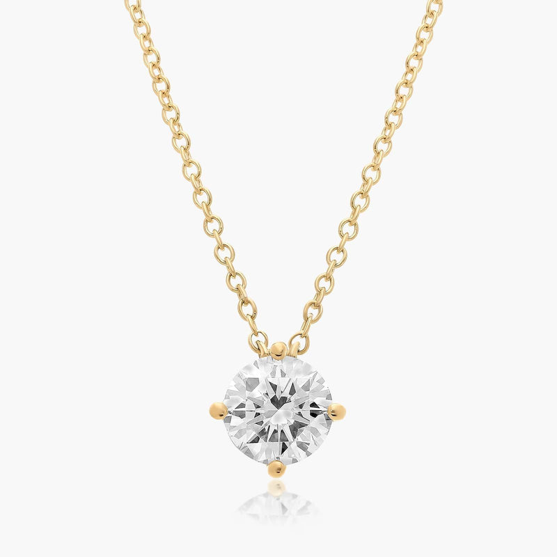 3ct Round Brilliant Lab Diamond Solitaire Angled Pendant in 9ct Yellow Gold