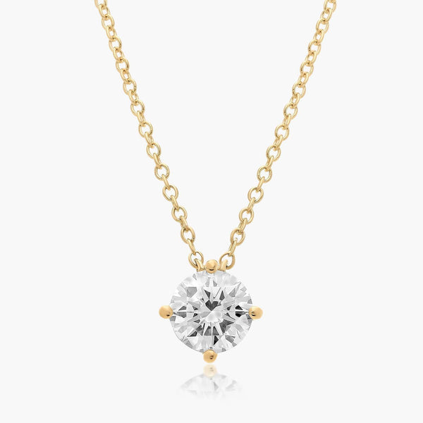 2.5ct Round Brilliant Lab Diamond Solitaire Angled Pendant in 9ct Yellow Gold