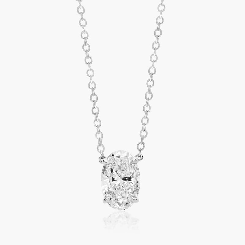 1.5ct  Oval Brilliant Lab Diamond Solitaire Pendant in 9ct White Gold