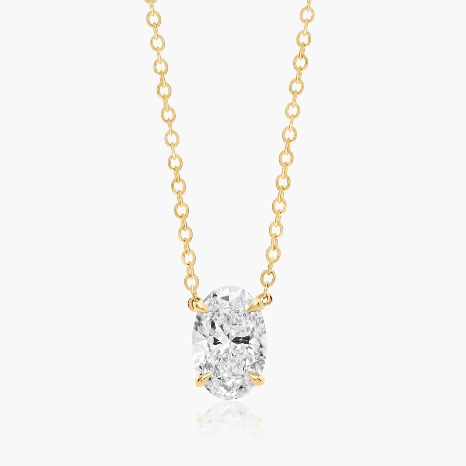 1ct Oval Brilliant Lab Diamond Solitaire Pendant in 9ct Yellow Gold