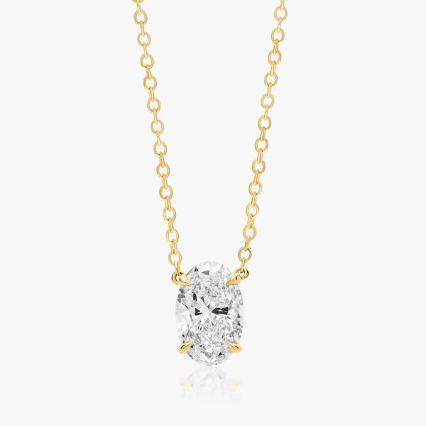1ct Oval Brilliant Lab Diamond Solitaire Pendant in 9ct Yellow Gold