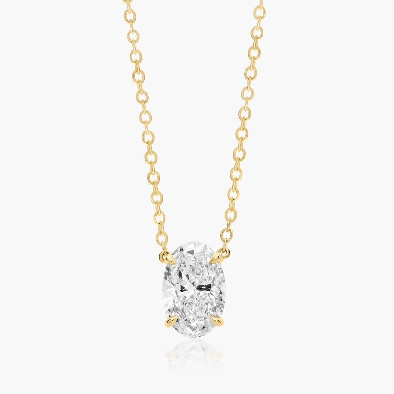 1ct Oval Brilliant Lab Diamond Solitaire Pendant in 9ct Yellow Gold