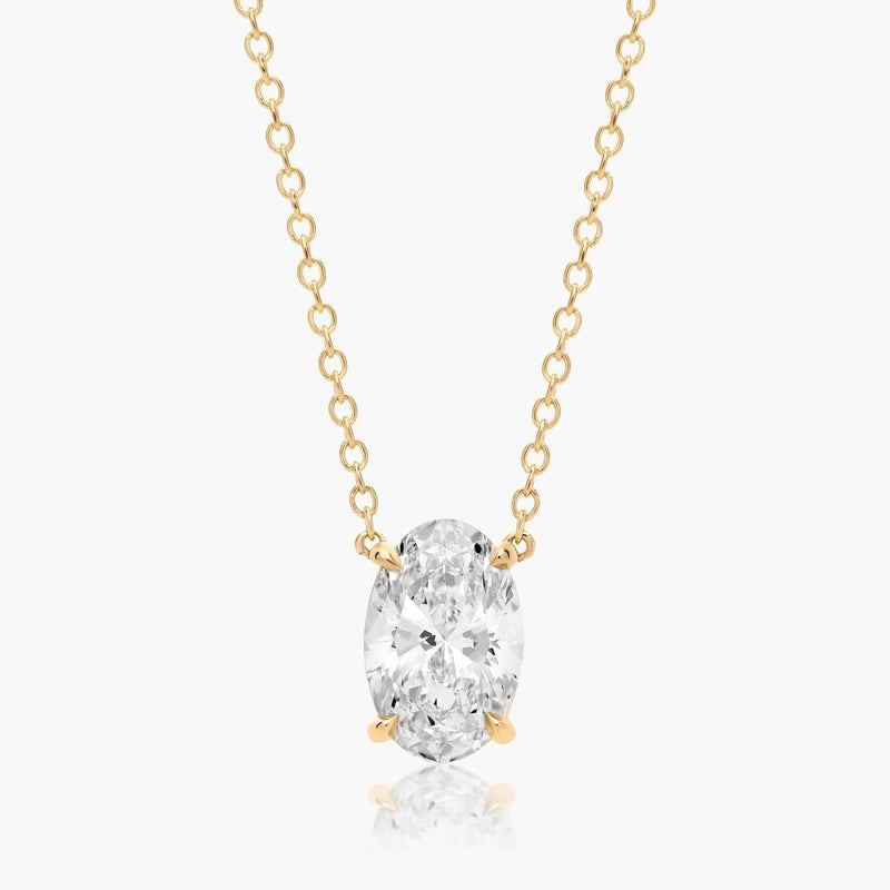 2.5ct Oval Brilliant Lab Diamond Solitaire Pendant in 9ct Yellow Gold