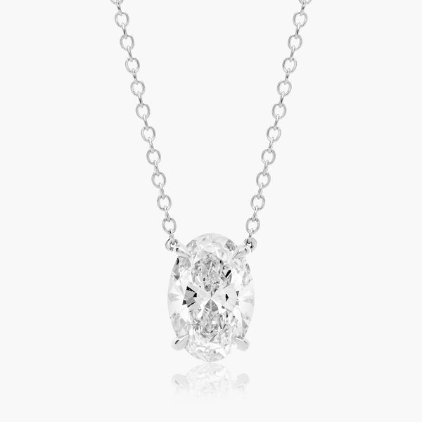 2ct Oval Brilliant Lab Diamond Solitaire Pendant in 9ct White Gold
