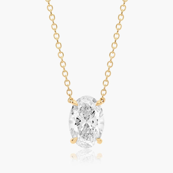 2ct Oval Brilliant Lab Diamond Solitaire Pendant in 9ct Yellow Gold