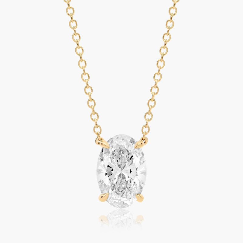 2ct Oval Brilliant Lab Diamond Solitaire Pendant in 9ct Yellow Gold