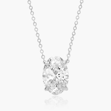 3ct Oval Brilliant  Lab Diamond Solitaire Pendant in 9ct White Gold