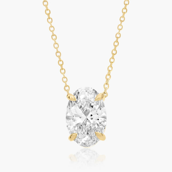 3ct Oval Brilliant Lab Diamond Solitaire Pendant in 9ct Yellow Gold