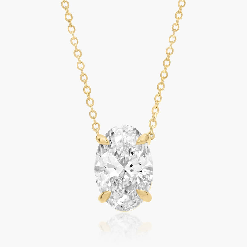 3ct Oval Brilliant Lab Diamond Solitaire Pendant in 9ct Yellow Gold
