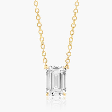 1.5ct Emerald Cut Lab Diamond Solitaire Pendant in 9ct Yellow Gold