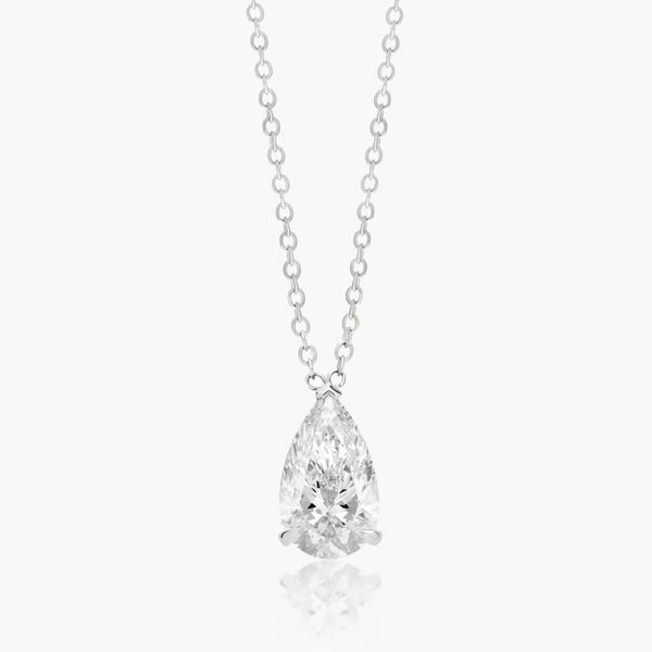 1.5ct Pear Shaped Lab Diamond Solitaire Pendant in 9ct White Gold