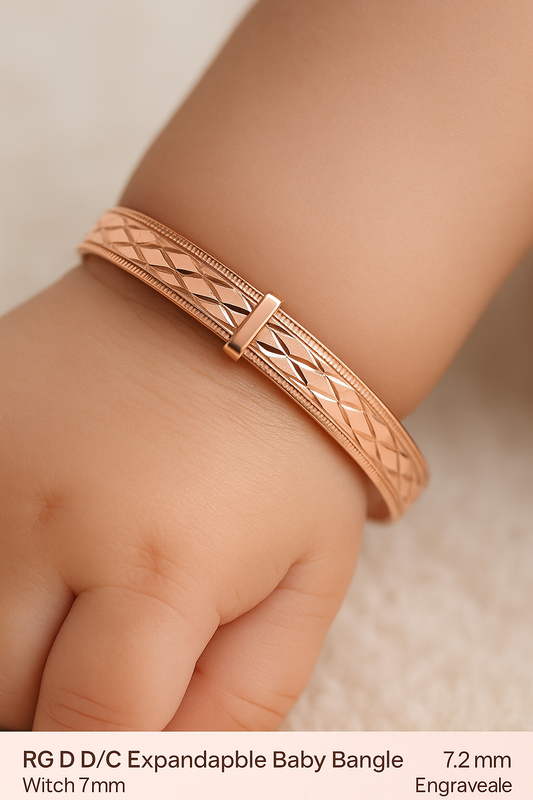 9ct Rose Gold Engravable Diamond-Cut Expandable Baby Bangle
