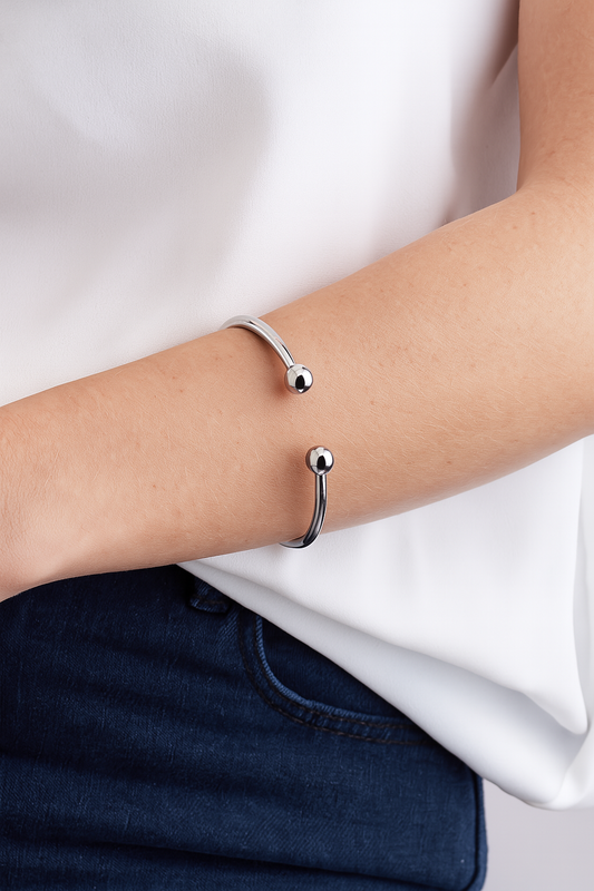 Sterling Silver Ladies Torque Bangle – Timeless 925 Silver Open Cuff Bracelet