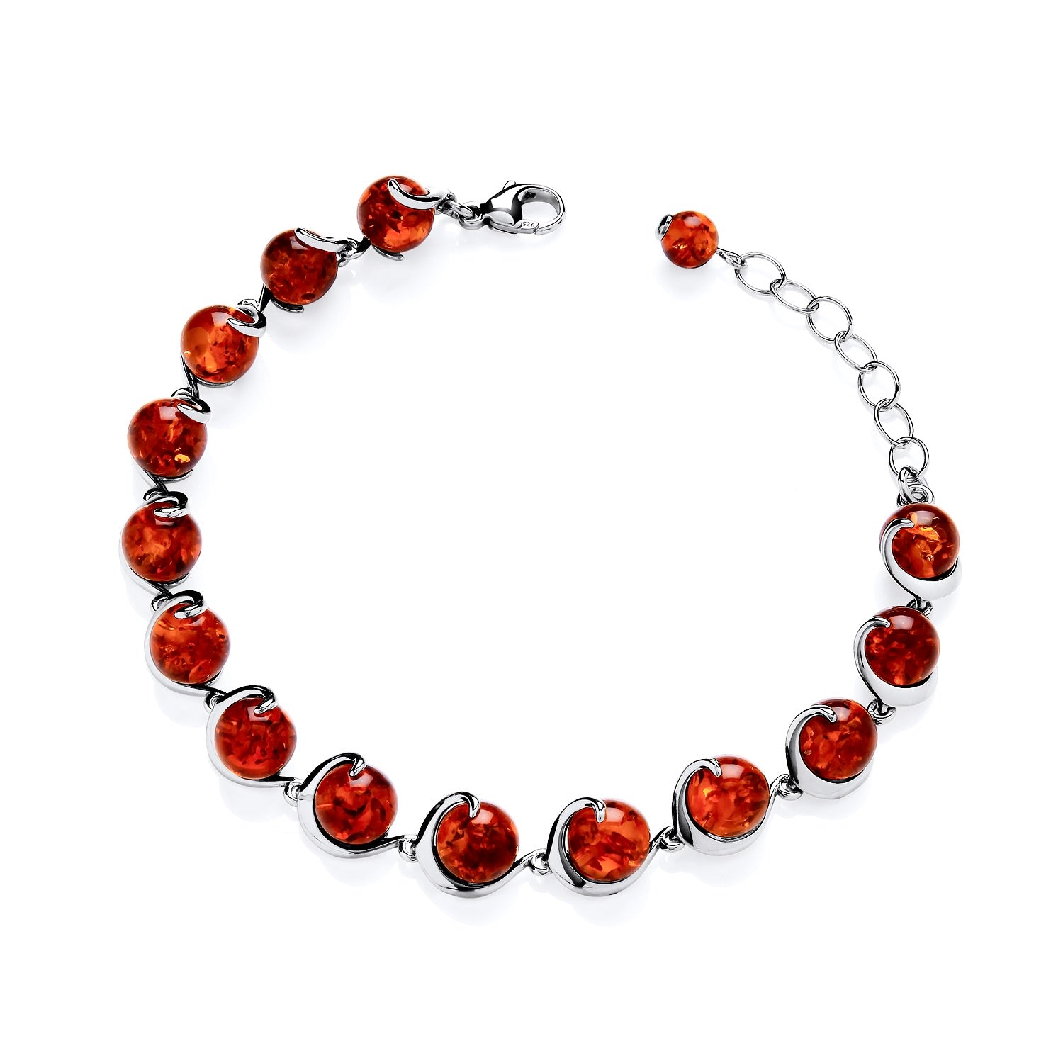 Sterling Silver Natural Baltic Amber Bracelet