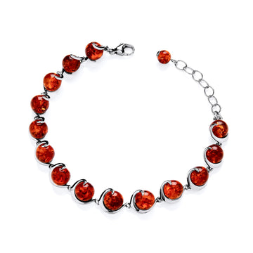 Sterling Silver Natural Baltic Amber Bracelet