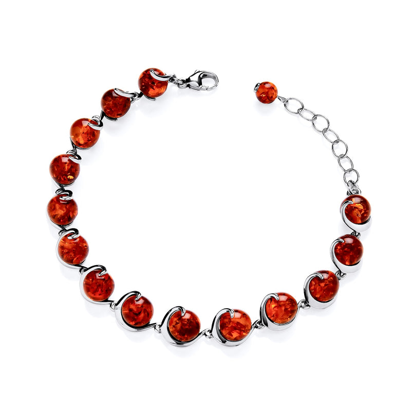 Sterling Silver Natural Baltic Amber Bracelet