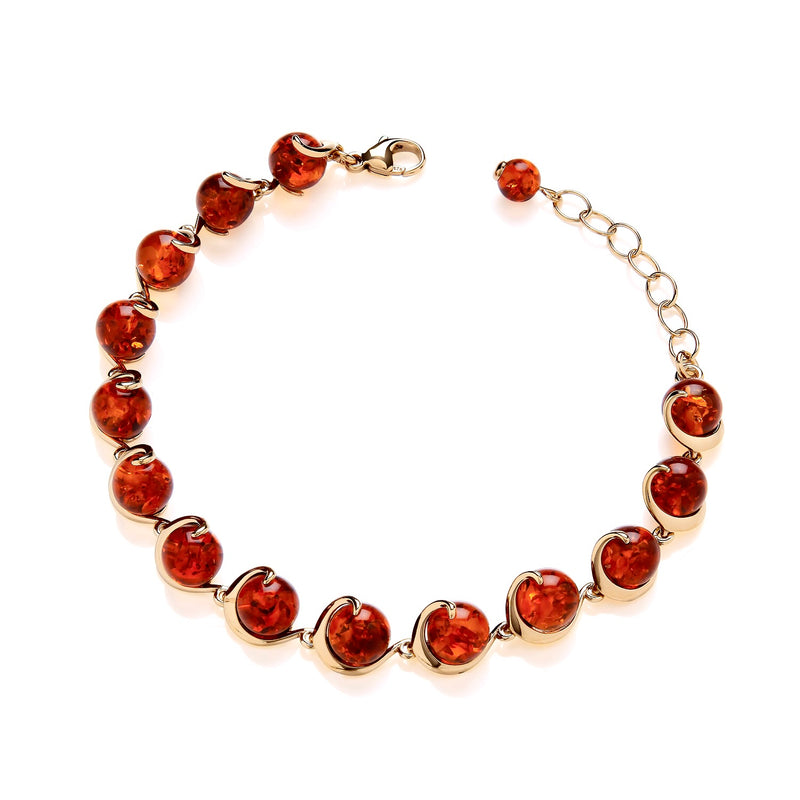 Gold On Sterling Silver Natural Baltic Amber Bracelet