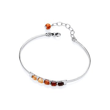 Sterling Silver Natural Baltic Amber Multi Bracelet Bangle