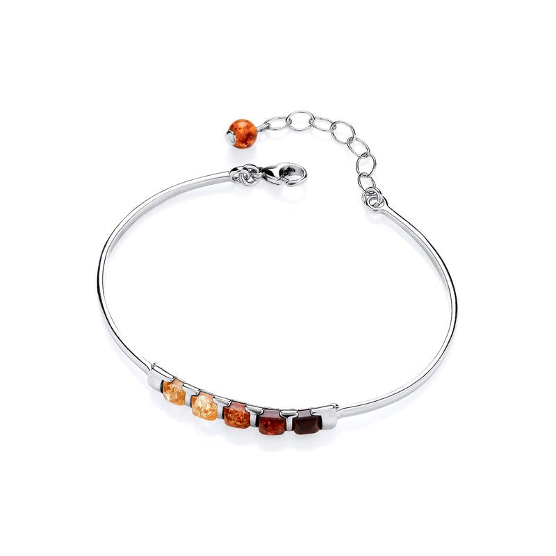 Sterling Silver Natural Baltic Amber Multi Bracelet Bangle